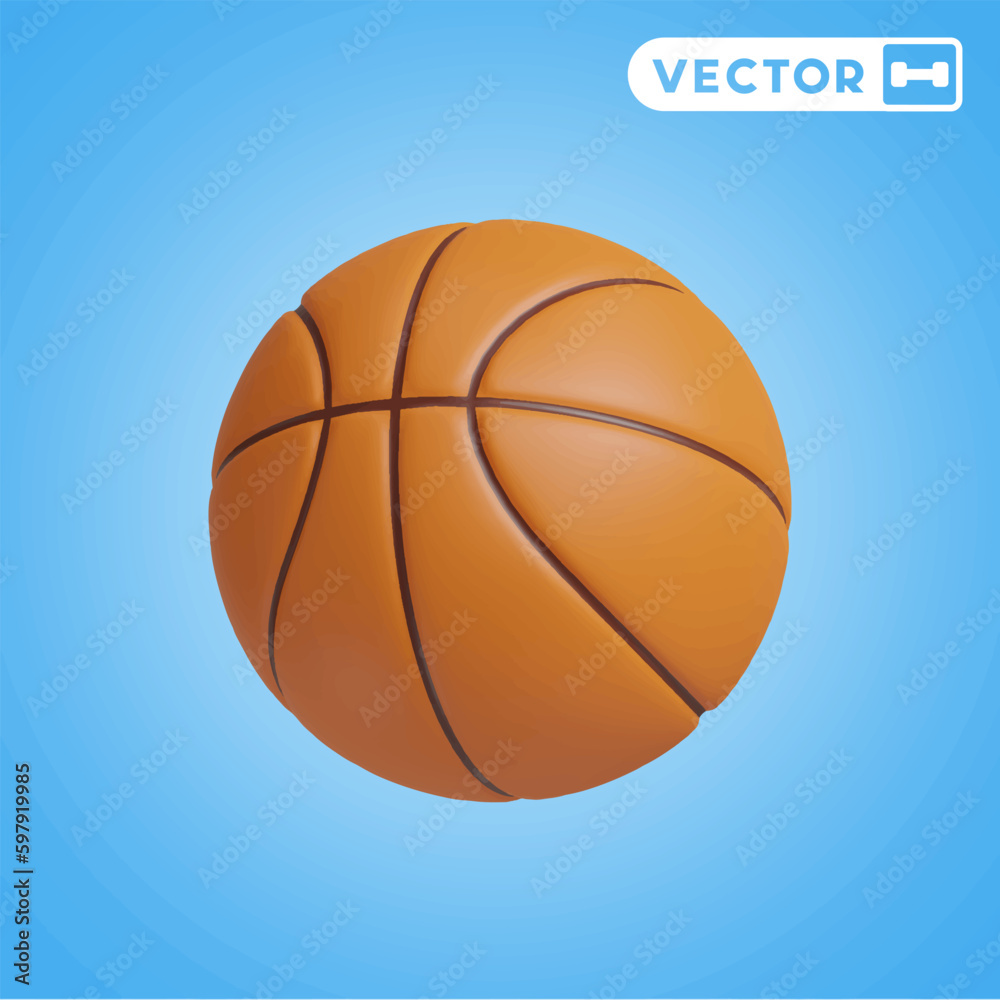 basketball 3D vector icon set, on a blue background