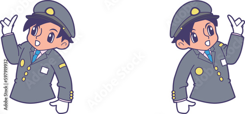 指差呼称する駅員_上半身