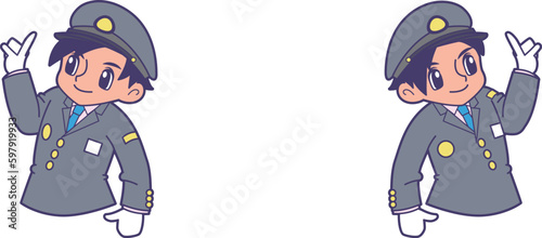 指差呼称する駅員_上半身