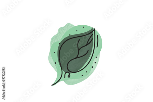 Line Art Leaf Abstract Shape In Green Color (ID: 597920593)