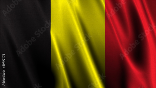 Flag of Belgium, with a wavy effect due to the wind.