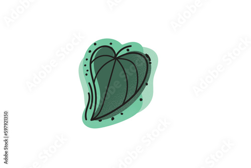 Line Art Leaf Abstract Shape In Green Color (ID: 597921350)