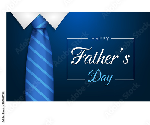 Happy Father's Day greeting card, banner or poster design. Father's day lettering with necktie. Vector illustration