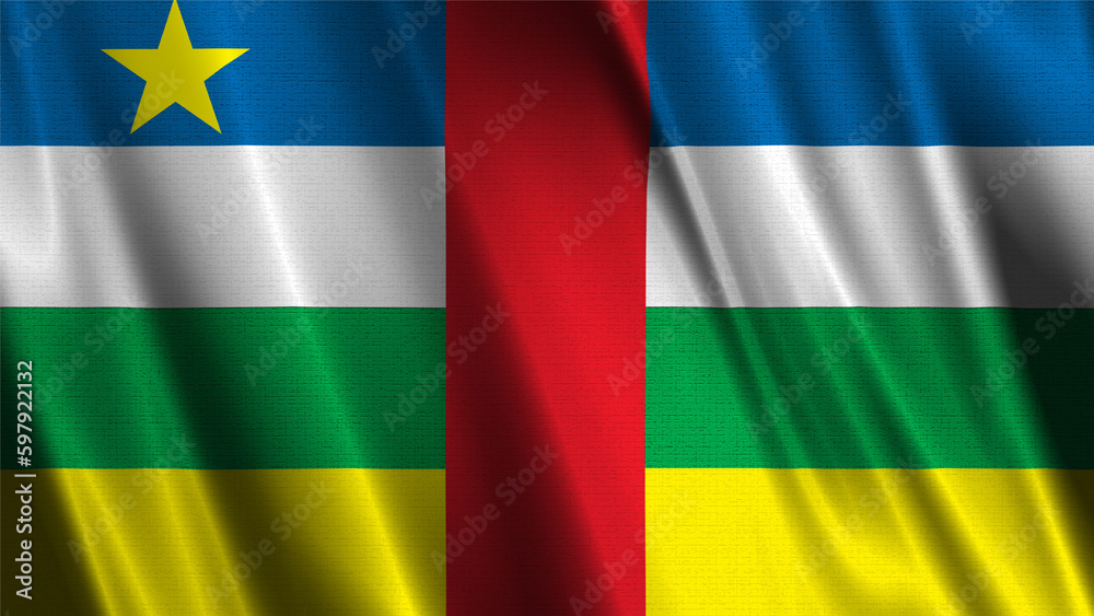 Flag of CAR, with a wavy effect due to the wind. Flag of CAR, with a wavy effect due to the wind.