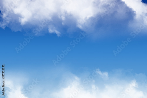 Cloudy sky on a sunny day. White clouds in the blue sky. Cloudy day texture.