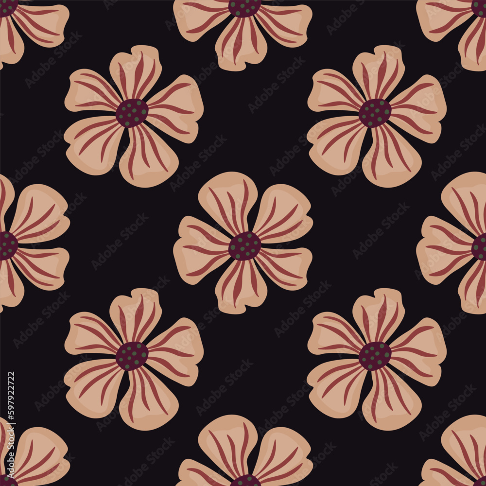 Obraz premium Chamomile flower endless background. Abstract floral seamless pattern in simple style.