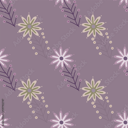 Cute little chamomile floral ornament wallpaper. Aster flower seamless pattern. © smth.design