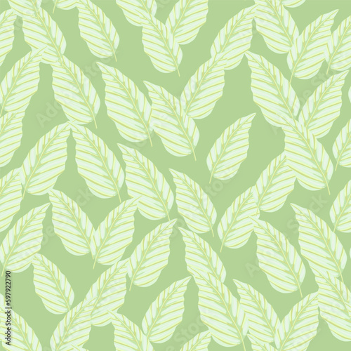 Decorative tropical palm leaves seamless pattern. Jungle leaf wallpaper. Exotic botanical texture.