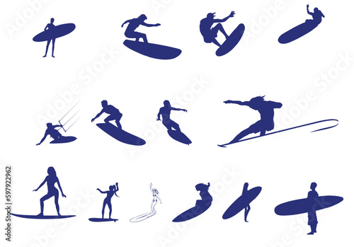  Surfer Silhouettes Graphics.
