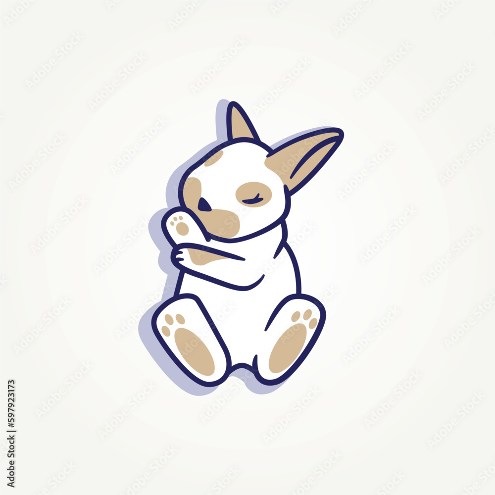 little cute rabbit sleeping cartoon flat icon vector Illustration design little cute rabbit sleeping cartoon flat icon vector Illustration design