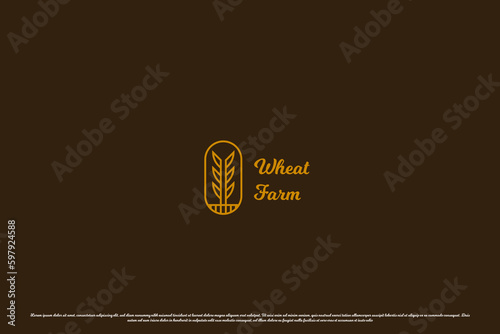 Wheat vintage logo design illustration. Silhouette of wheat crop rice crop rural agriculture. Simple flat minimalistic classic agricultural cereal grain bread nature food processing elegant design.