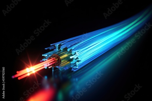 optical fiber network with light pulses, generative AI