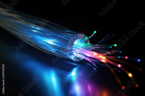 optical fiber network with light pulses, generative AI