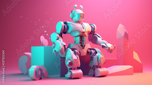 robot in abstract style in trending color palette with Generative AI