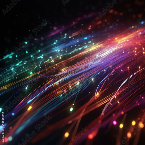 glowing optical fiber cables, generative AI