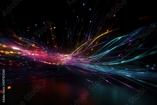glowing optical fiber cables, generative AI
