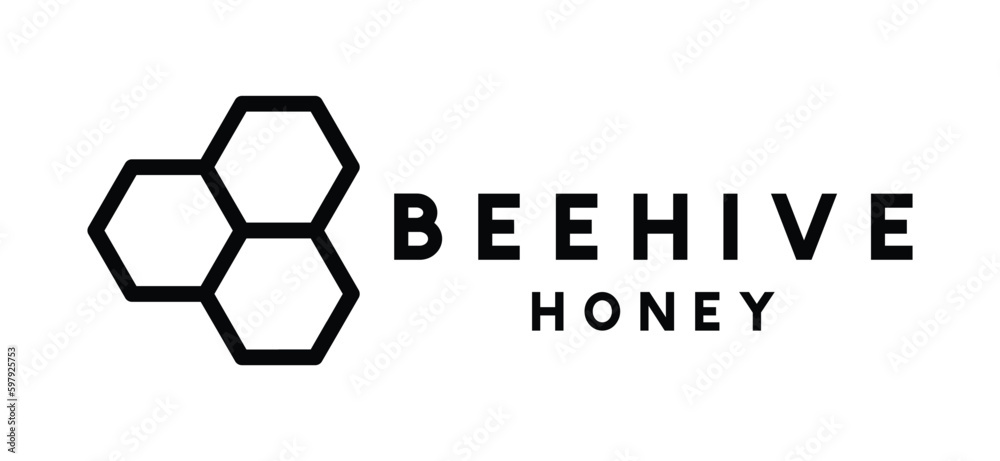 Fototapeta premium Honeycomb icon logo vector. Beehive, bee, honey, hive, beekeeping icon symbol logo in line style. Vector illustration