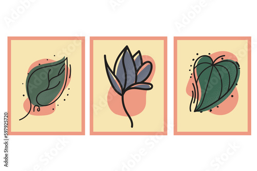 illustration of a tulip and leaf (ID: 597925720)