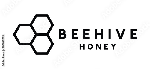 Honeycomb icon logo vector. Beehive, bee, honey, hive, beekeeping icon symbol logo in line style. Vector illustration