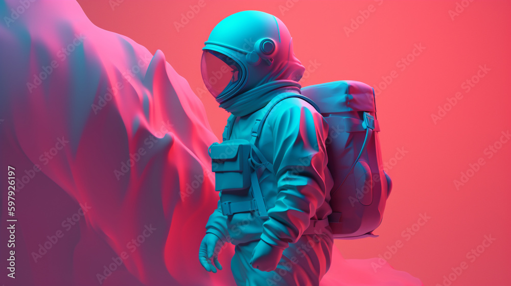 astronaut in trending color palette with Generative AI astronaut in trending color palette with Generative AI