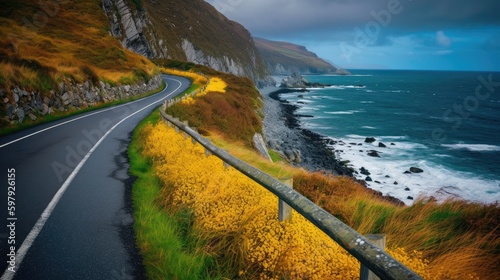 Road along the scenic coast...