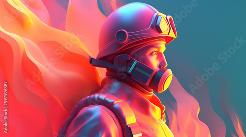 firefighter in trending color palette with Generative AI