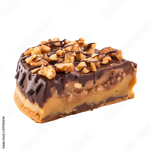 Schilderij op canvas deep-dish snickers pie isolated on transparent background
