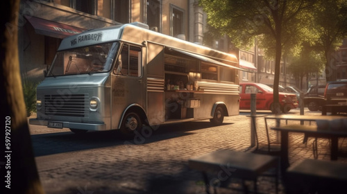 outdoor Premium food trucks with Generative AI © toonsteb