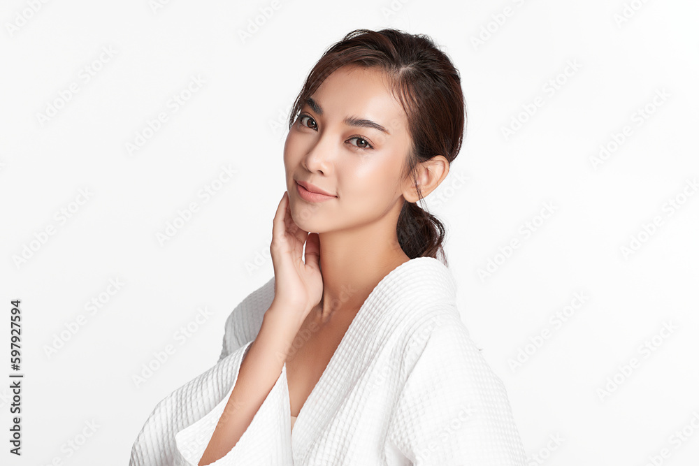 Beautiful young asian woman with clean fresh skin on white background, Face care, Facial treatment, Cosmetology, beauty and spa, Asian women portrait. Beautiful young asian woman with clean fresh skin on white background, Face care, Facial treatment, Cosmetology, beauty and spa, Asian women portrait.