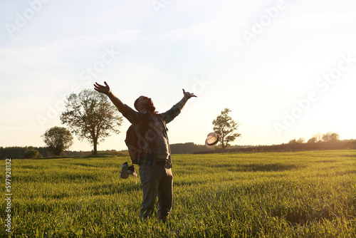 Wallpaper Mural Man in casual clothes is a traveler in the open spaces Torontodigital.ca