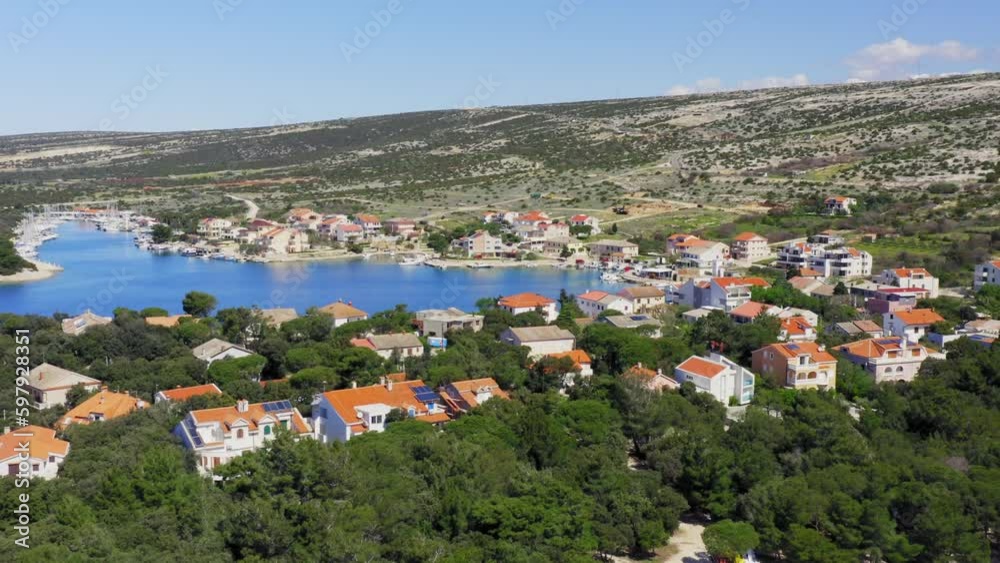 Aerial view of Simuni town in Pag island, Croatia Aerial view of Simuni town in Pag island, Croatia