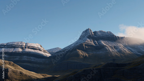 a grand view of a mountain peak, generative ai
