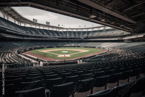 aerial view of a professional baseball stadium, generative AI