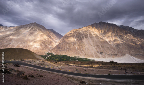 Landscape view at Leh, Ladakh along the road trip and pick stop at Khardungla Pass World highest motorable Road.
