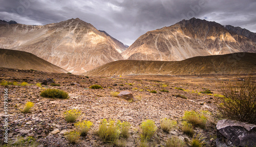 Landscape view at Leh, Ladakh along the road trip and pick stop at Khardungla Pass World highest motorable Road.
