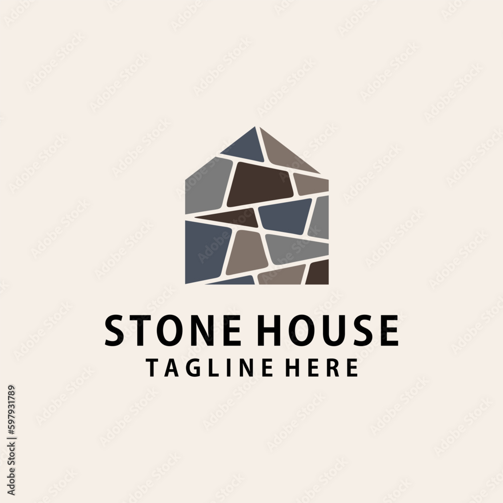 Stone House Logo Illustration Icon Vector Stone House Logo Illustration Icon Vector