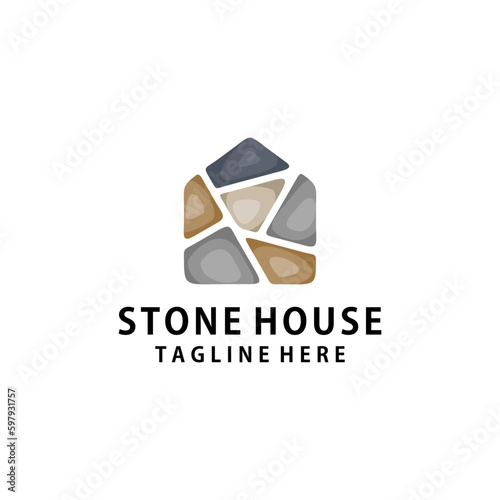 stone house home mortgage logo vector icon illustration