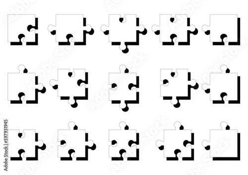 白いジグソーパズルのピースセット