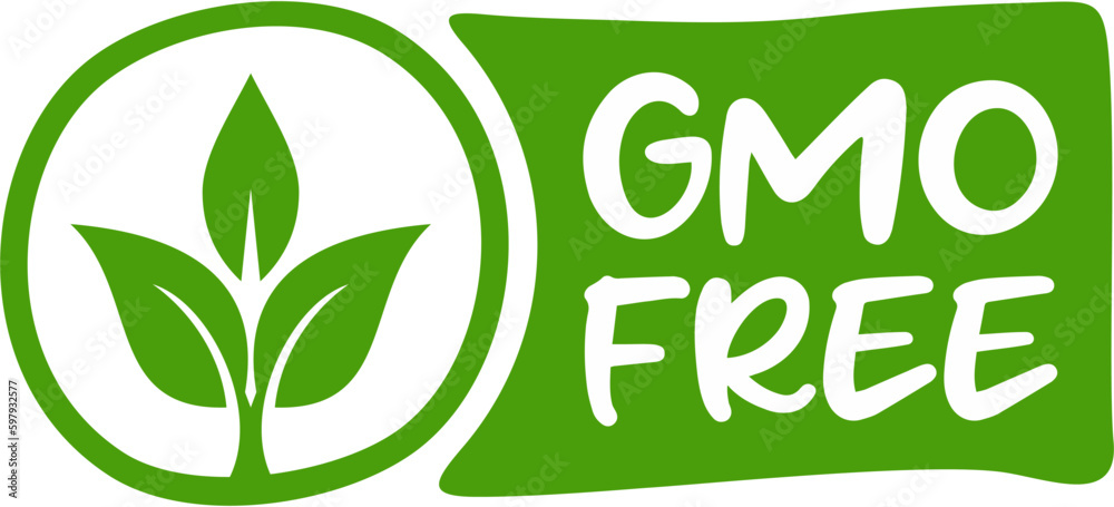 GMO free label vector. Vector green leaf non GMO logo sign for healthy food package design. GMO free label vector. Vector green leaf non GMO logo sign for healthy food package design.