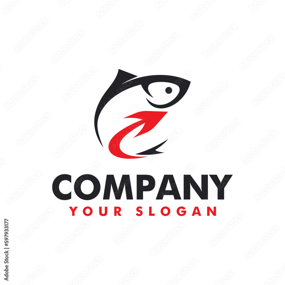 fish and arrow logo icon and vector