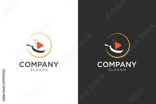 cooking pan video stream logo for media or content creator