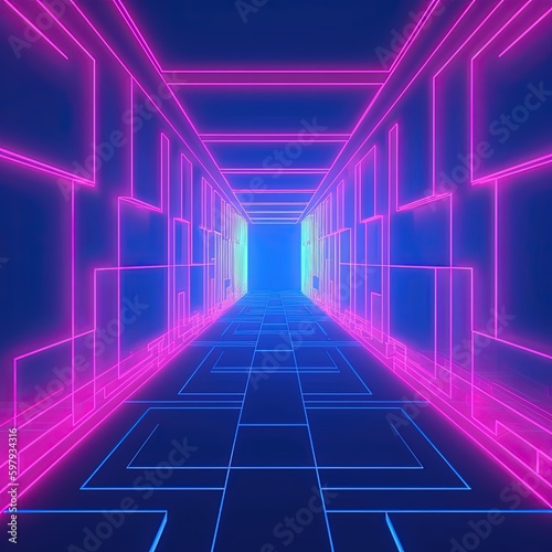 Square Neon Blue Pink Abstract background