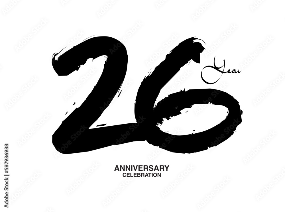 26 Years Anniversary Celebration Vector Template, 26 number logo design ...