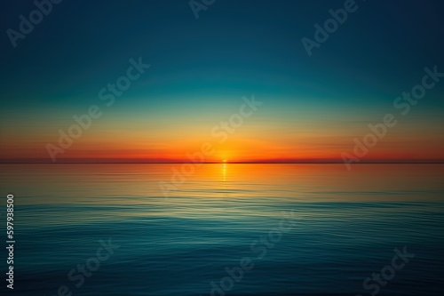 Sunset over Lake in the Sea. AI generated illustration.