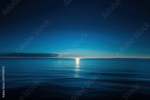 Sunrise over Ocean at Evening Time. AI generated illustration. © Alex