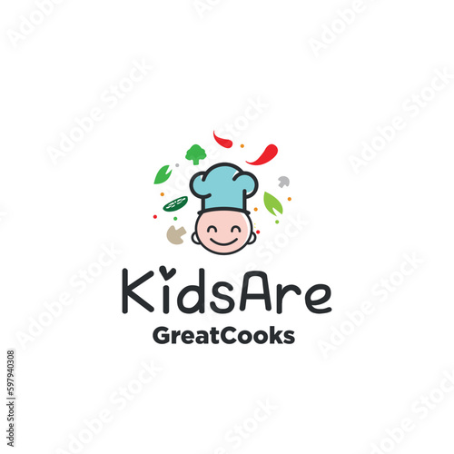 Kids cooking logo design for cooking learn business.