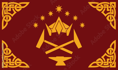 Fantasy dwarf flag, vector, mountain folks