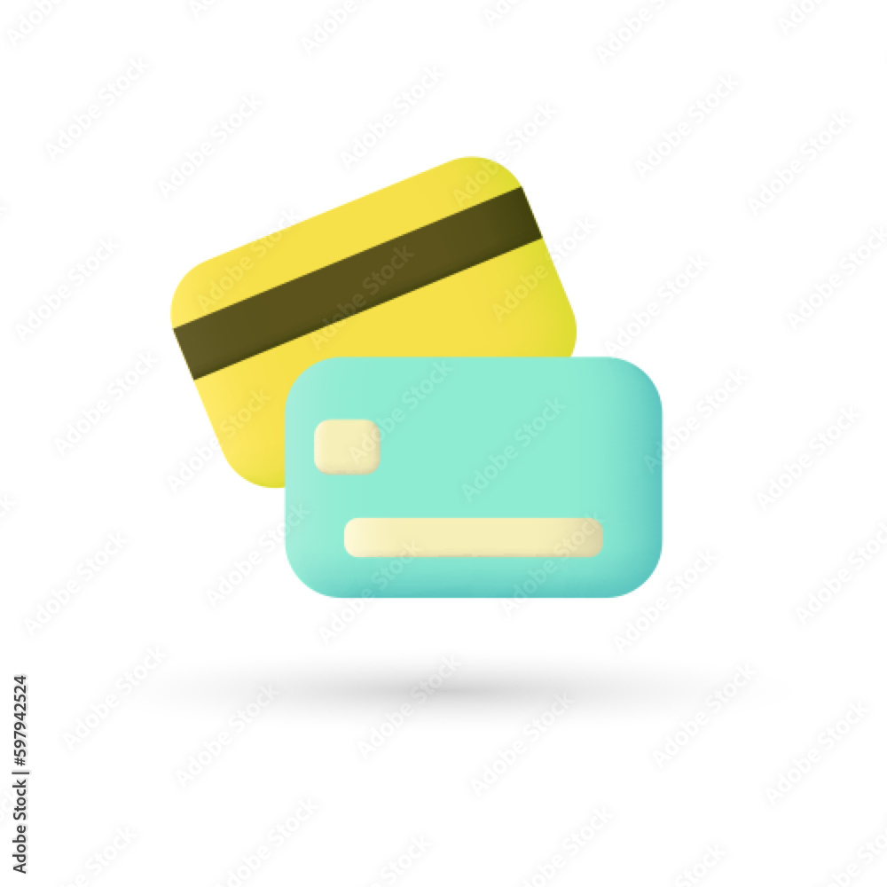 3d credit card icon for contactless payments, online payment concept. 3d render illustrationPrint 3d credit card icon for contactless payments, online payment concept. 3d render illustrationPrint