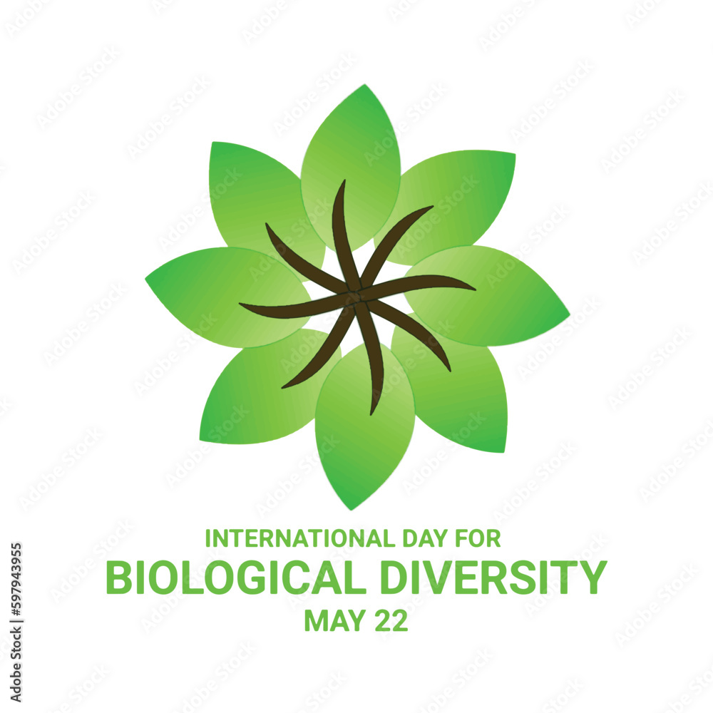 International Day for Biological Diversity. May 22. Holiday concept. Template for background, banner, card, poster with text inscription. Vector illustration.