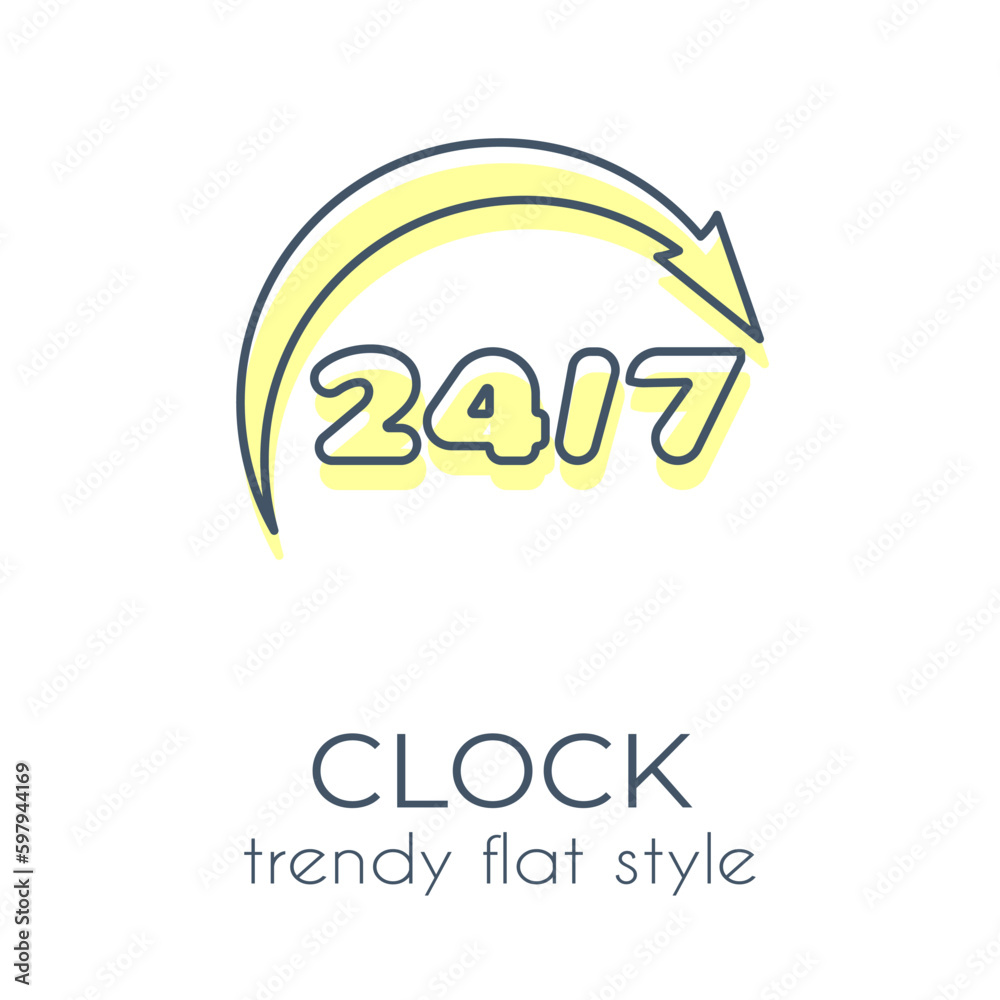 Simple clock icon on a white background in trendy flat style. Suitable for applications, web sites, online shops